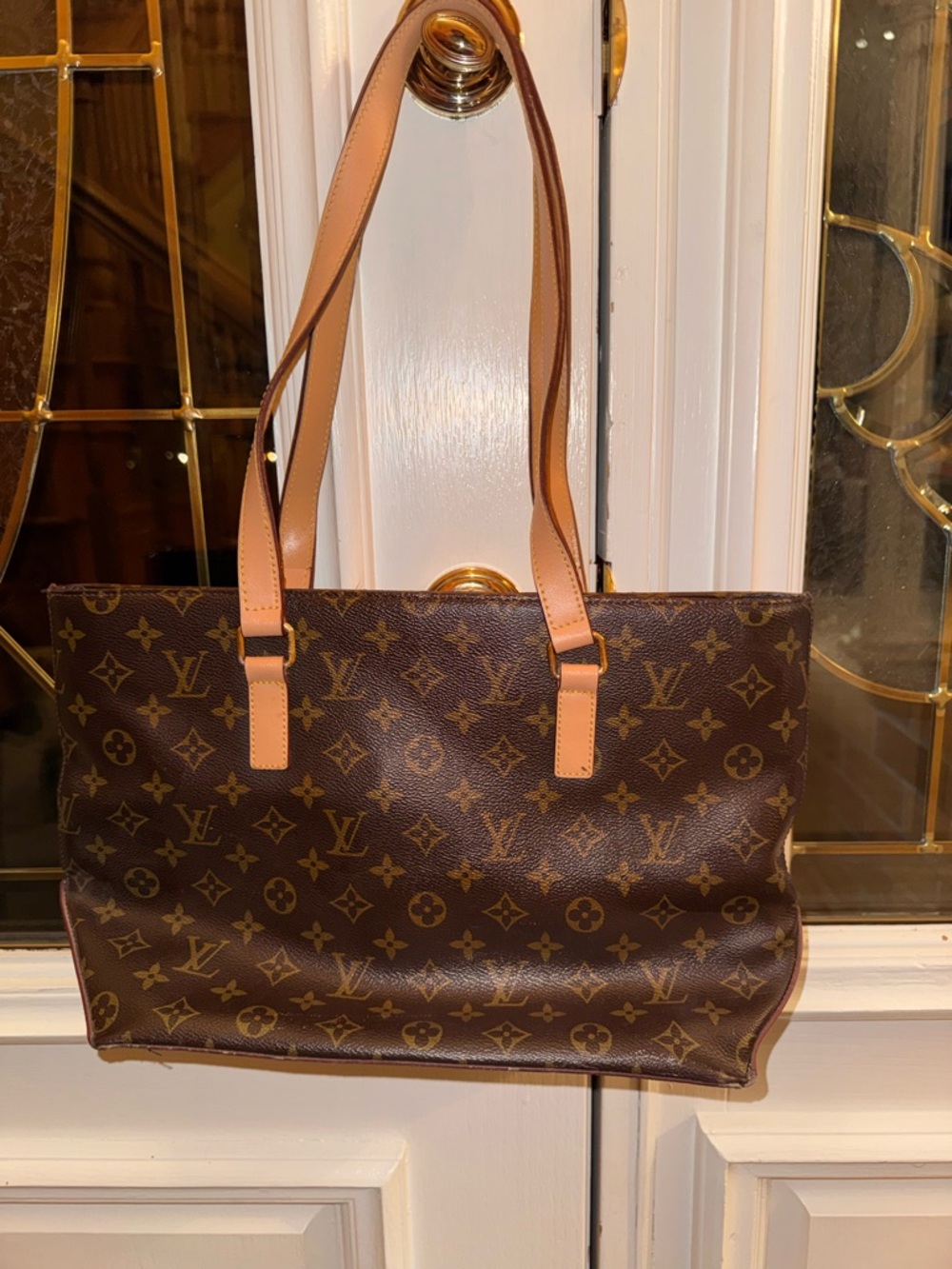 Louis Vuitton Monogram Canvas Tote with Natural Leather Straps